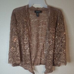 R&M Richards Cardigan Sweater with Open-Knit Design size 14